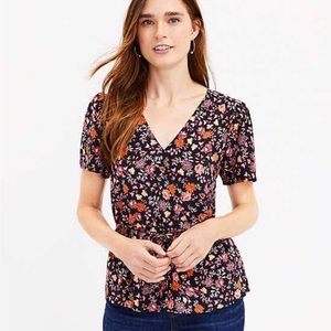 Ann Taylor Loft Floral Boho Style Ruffle Sleeve Cottagecore Style Blouse Size S